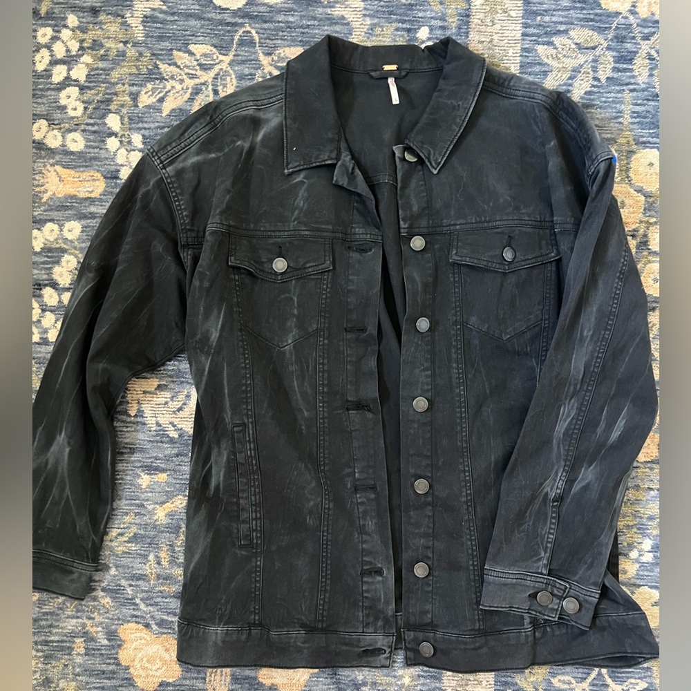 Free People Washed Black Denim Jacket